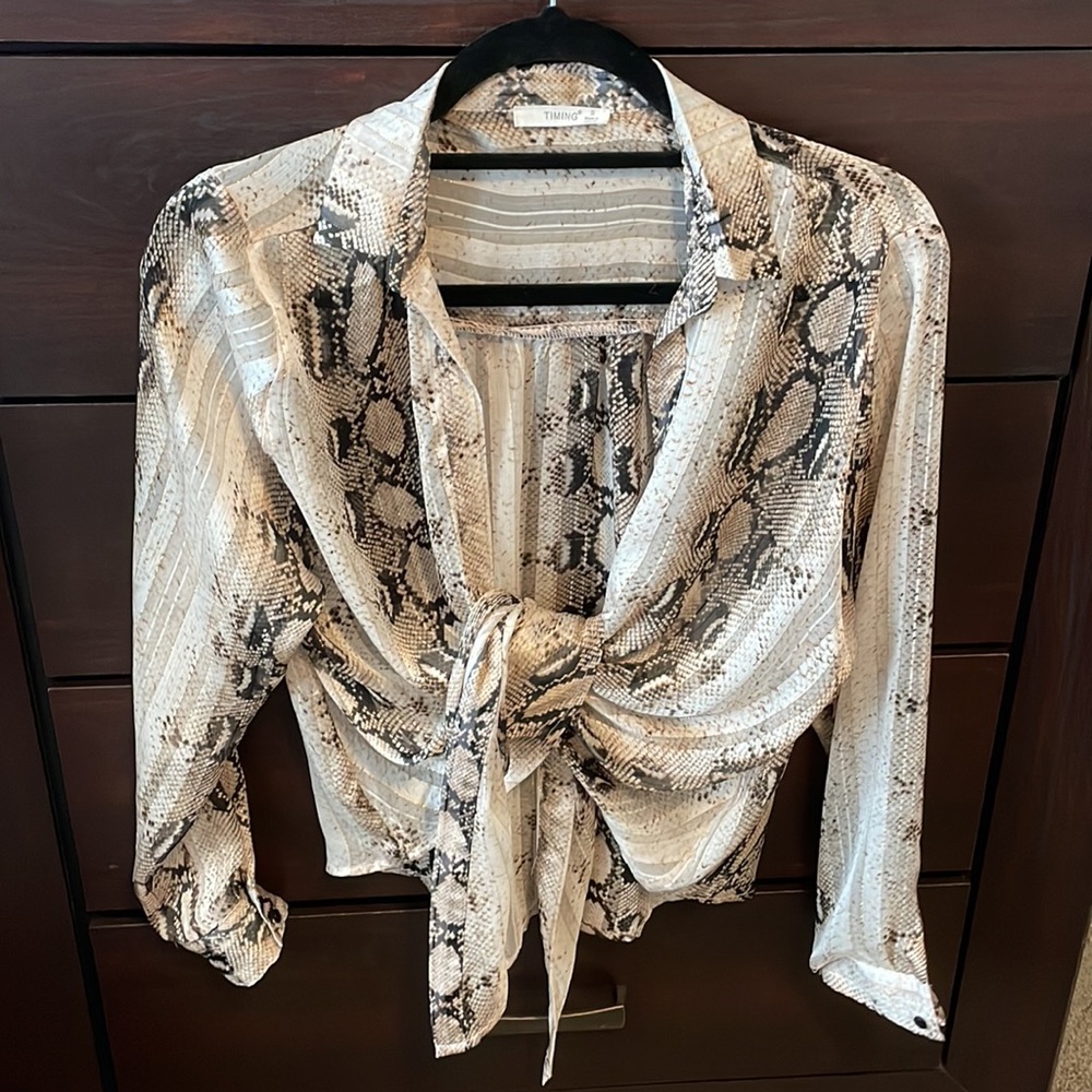 Snake print tie top